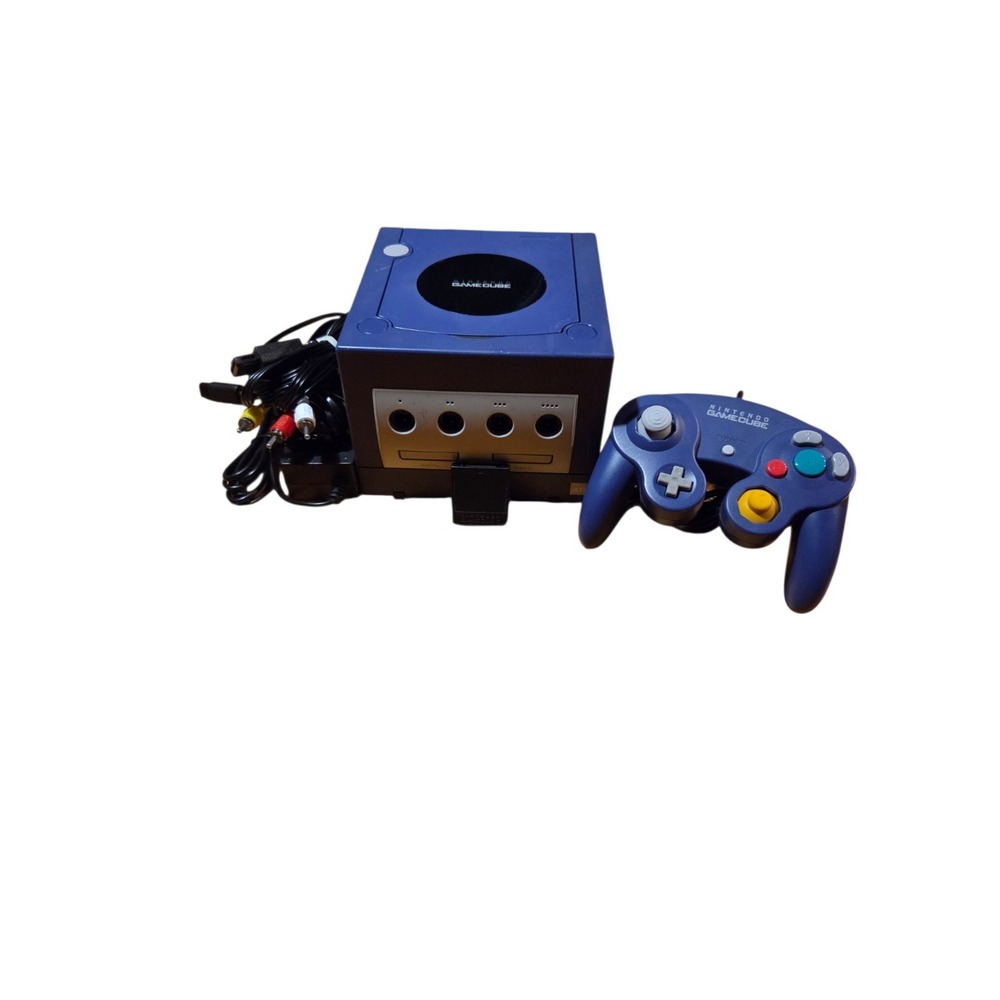 Nintendo GameCube Purple- DOL-001 USA - w/ Controller, Memory & Cords TESTED!
